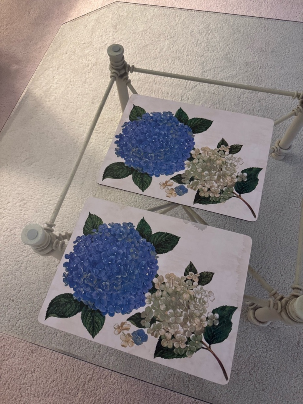 Hydrangea Placemat Set - Blue & Cream Floral - Picture 7 of 10